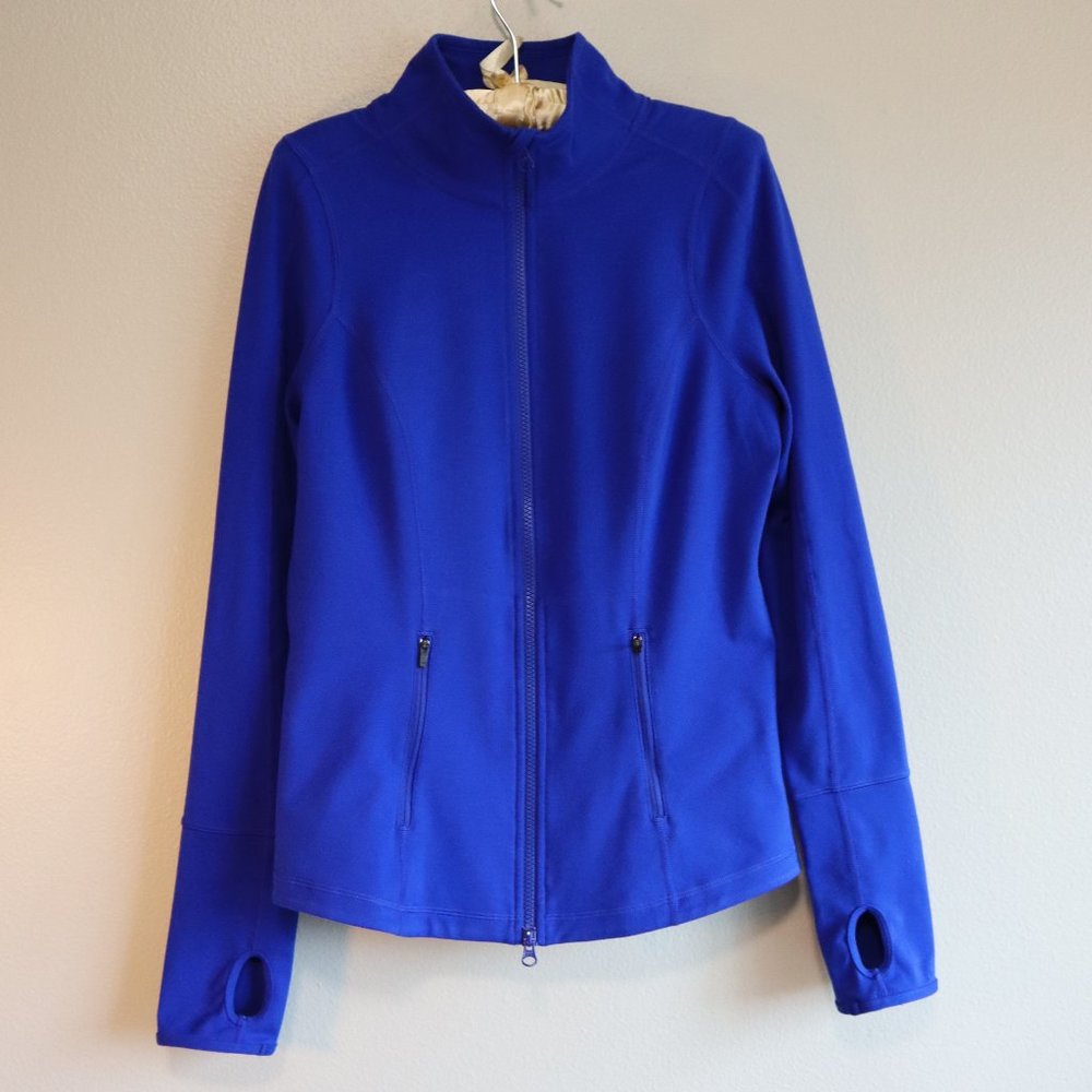 Zella Royal Cobalt Blue Training Jacket Tailored Fitted Full Zip Up Size Large